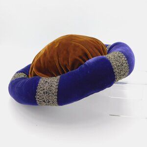 Purple Velvet Circle Hat with Gold Ribbon and Golden Brown Velvet Hat | RenFest